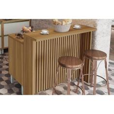 Balcão Ilha Cozinha Gourmet Burguesa c/ 2 Portas e 3 Gavetas 120cm Freijó/Branco - Nesher