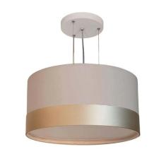 Lustre Pendente Tom Luz Cúpula Detalhe Bronze 30x15 Cinza