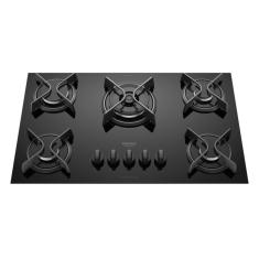 Cooktop a Gás Dako Supreme 5 Bocas Vidro Temperado Trempes Ferro Fundido Tripla Chama Preto Bivolt