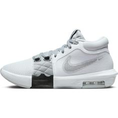Nike Tênis de basquete masculino, Branco preto cinza claro fumê, 42