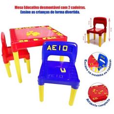 Mesa / Mesinha Infantil 2 Cadeiras Plástica Educativo Tritec