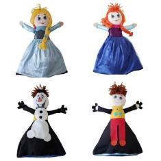 Boneca Fantoche 4 Em 1 Frozen - Elsa- Kristoff- Olaf- Anna - Criativa 