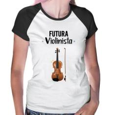 Baby Look Raglan Futura Violinista - Foca na Moda, Branco, Preto, G