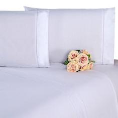 Lençol Queen 3 Peças Algodão 400 Fios Jogo de Cama Toque Aveludado - G
