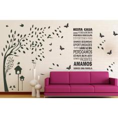 Adesivo Decorativo de Parede 2 Frase Nesta Casa e Árvore