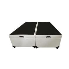 Cama Box Baú King Bipartido Blindado Sintético Branco Com Pistão A Gás
