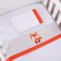 Jogo De Lençol Para Berço Americano 3 Peças Raposa Branco