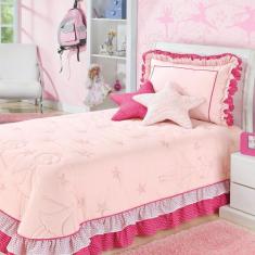 Jogo De Cama Infantil Bailarina Bordada Rosa 4 Peças - Enxovais Aquare