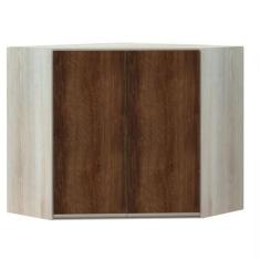 Armário Canto Diagonal Luciane 2 Portas Luci, Legno Crema/Nogueira Dou