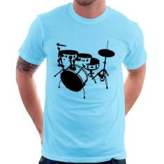 Camiseta Bateria Música Baterista - Foca na Moda, Azul bebê, GGG