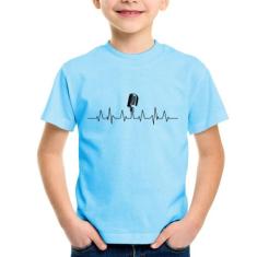 Camiseta Infantil Microfone Batimentos Cardíacos - Foca na Moda, Azul 