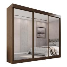 Guarda Roupa Casal 100% Mdf 3 Portas De Correr Com 3 Espelhos 6 Gavetas Fênix - Mais Móveis