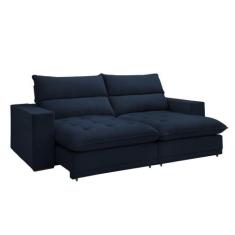 Sofá Retrátil e Reclinável Martinho Veludo Azul 2,30M - Cel Flex