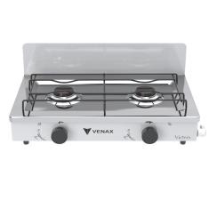 Fogao a Gas Portatil 2 Bocas Venax Flamalar Vetro Branco