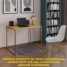 Escrivaninha Industrial Office Canela 120x53 Grécia Base Dourada