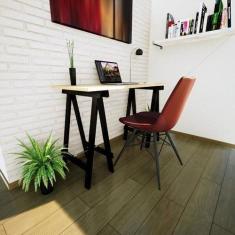 Escrivaninha Mesa Escritório Cavalete Ms Colors 120cm Preto E Natural 