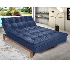 Sofá Cama 3 Lugares 5 Posições Versátil Madero Império Estofados Azul Marinho