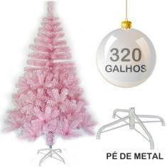 Arvore De Natal 150Cm Rosa Com 320 Galhos E Pe De Metal