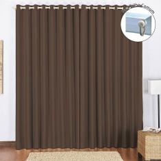 Cortina Tecido Blackout 3,00M X 2,60M Tabaco Para Trilho Comum Blecaute Sala Quarto Nova