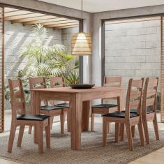 Conjunto Sala De Jantar Itália 1,35 Com 6 Cadeiras Amêndoa 11c