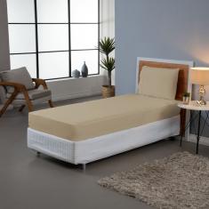 Jogo de Lençol Simples Roupa de Cama Solteiro Percal 140 Fios Ponto Palito Liso Algodão 2 Peças