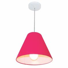 Lustre Pendente Cone Md-4028 Cúpula Em Tecido 25/30x12cm Rosa