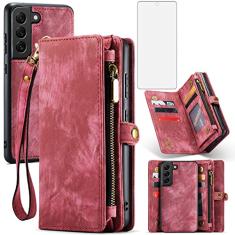 Asuwish Capa de telefone para Samsung Galaxy S21 FE Gaxaly S 21 FE 5G capa carteira com zíper com protetor de tela de vidro temperado e suporte de cartão flip acessórios para celular Glaxay S21FE5G UW