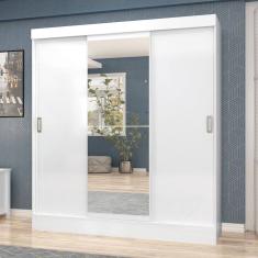 Guarda-Roupa Solteiro San Marino 3 Portas 2 Gavetas com Espelho Flex Branco/ônix - Maxel