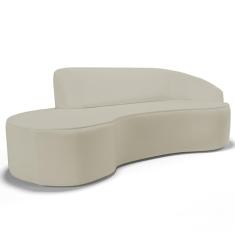 Sofá 3 Lugares Curvo Sala de Estar Living Firenze Direito D02 Corano Bege 180 cm C-26 - Lyam