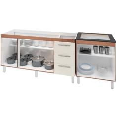 Balcao Pia 150cm E Cooktop 5 Bocas Savana Off White Mobbs Savana Off White