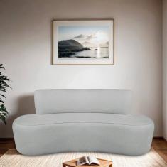 Sofá Orgânico 200cm 3 Lugares Antonela Bouclé Cinza