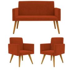 Kit Sofá Namoradeira + 2 Poltronas Decorativas  - B BALAQUI DECOR, Ter