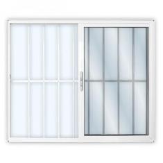 Janela de Alumínio de Correr 100x120cm 2 Folhas com Grade e Vidro Liso