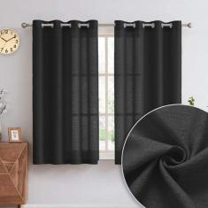 Cortina Quarto Sala Escritório Em Tecido Rústico 2,80m X 1,60m Preta -