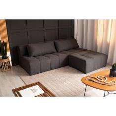 Sofá Modular 3 Lugares com Puff Soho Linho Grafite - Mobly