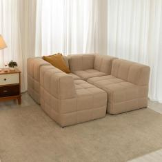 Sofá Guldi Popup com 2 Módulos Canto e 2 Centrais Linho Bege