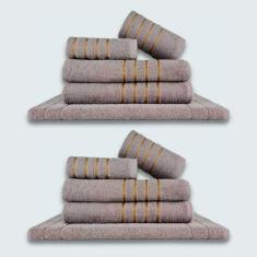 Jogo De Toalhas 10 Pçs Coleção Dubai 100% Algodão Cinza+cinza