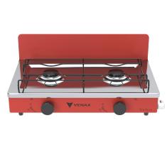 Fogao a Gas Portatil 2 Bocas Venax Flamalar Vetro Vermelho