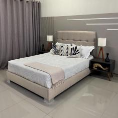 Cama Box Luxo Com Cabeceira Berlim Linho Bege RBL Queen 1,60 X 2,00