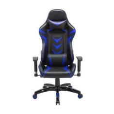 Cadeira Gamer Pelegrin em Couro PU Reclinável PEL-3003 Preta e Azul