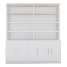 Estante de Livros Moderno MDF 191cmx210cm 5 Portas 8 Prateleiras - Fos