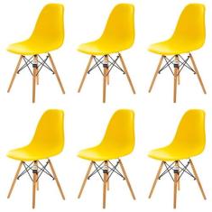 Conjunto 6 Cadeiras Charles Eames Eiffel Amarela - Kza Bela