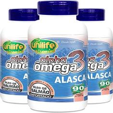 Kit 3 Ômega 3 Alpha Óleo de Salmão 1200mg 90 cápsulas Unilife
