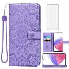Capa de telefone para Samsung Galaxy A53 5G 2022 carteira com protetor de tela de vidro temperado e capa flip fina de couro com suporte para cartão acessórios para celular Gaxaly A53 G5 Galaxies 53A