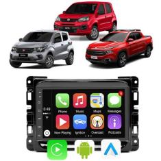 Kit Multimidia Android Auto Carplay Fiat Mobi Uno Toro 7" Voz Google S