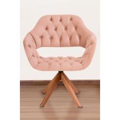 Poltrona Decorativa Sput Pé Giratório de Madeira Capitonê - Squadra De