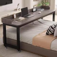 Mesa sobreposta com rodas, mesa de trabalho para computador móvel, mesa ao lado, bandeja rolante para escrita de laptop, mesa de carrinho de mesa para laptop, sala de hospital casa, prateleira preta -