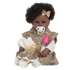 Boneca Reborn Bebê Negra Princesa 46cm Com Vários Acessórios - Cegonha