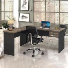 Mesa Para Escritório Em L 1,60x1,60m Tampo E Pés 30mm C/gav. - Compace