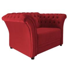 Poltrona Decorativa Chesterfield Sofia Suede Vermelho - ADJ Decor